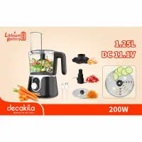 Decakila Food Processor 1.25l Bowl with Stainless Steel Blade Coordless 200w Kmmg005b plastic body chopping, slicing and cutting function detachable blade