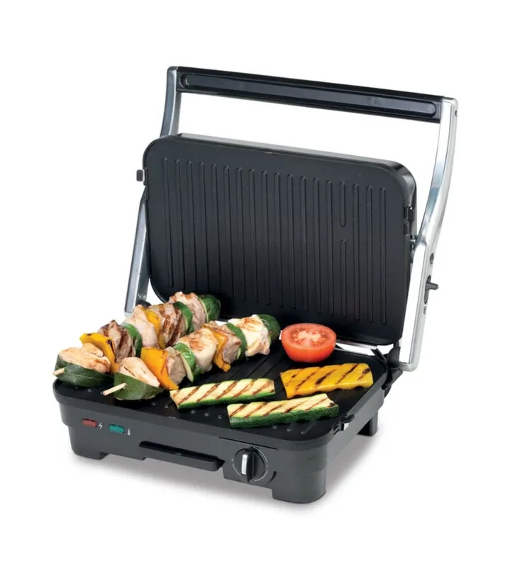 Kenwood Contact Grill Adjustable Temperature Cool Touch Handle 1800w Hgm50.000si - Adjustable Grill Position Contact Grill And Open Grill