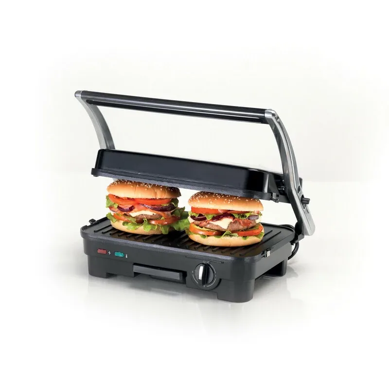 Kenwood Contact Grill Adjustable Temperature Cool Touch Handle 1800w Hgm50.000si - Adjustable Grill Position Contact Grill And Open Grill