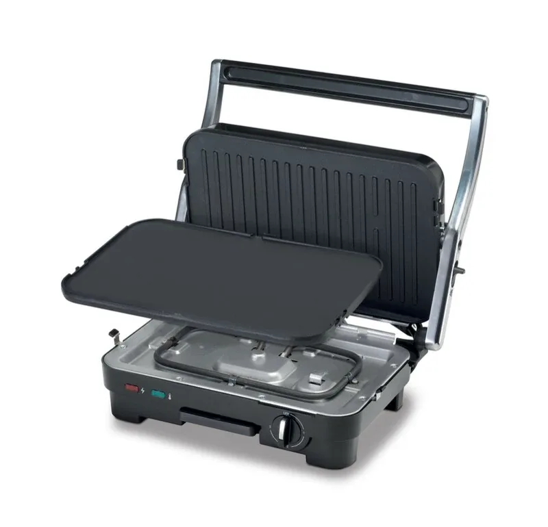 Kenwood Contact Grill Adjustable Temperature Cool Touch Handle 1800w Hgm50.000si - Adjustable Grill Position Contact Grill And Open Grill
