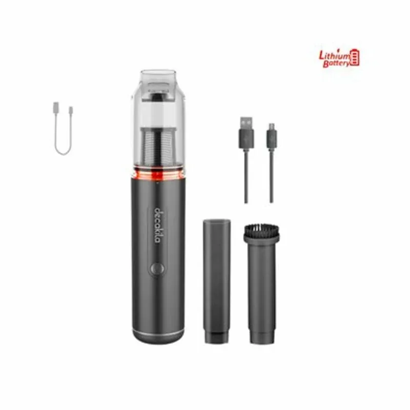 Decakila Vacuum Cleaner 0.5l Portable Hand Held Brushless Motor 90w Cmpv003b 25 mins low speed and 13mins high speed working time with charging cable, brush and flat suction