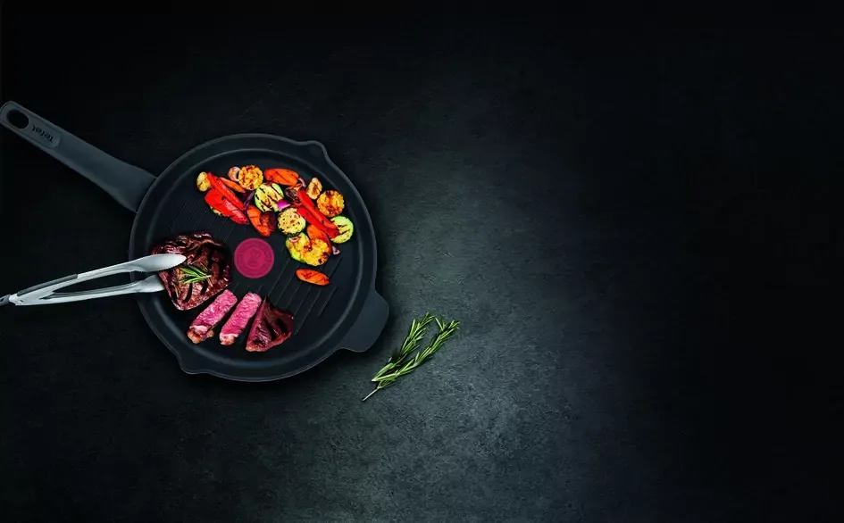Tefal Unlimited Frypan Grill 26cm Nonstick Induction E2294074 aluminium material heat indicator thermo signal titanium coating made in france