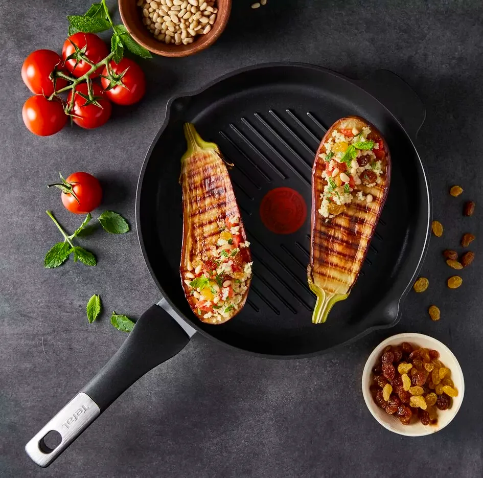 Tefal Unlimited Frypan Grill 26cm Nonstick Induction E2294074 aluminium material heat indicator thermo signal titanium coating made in france