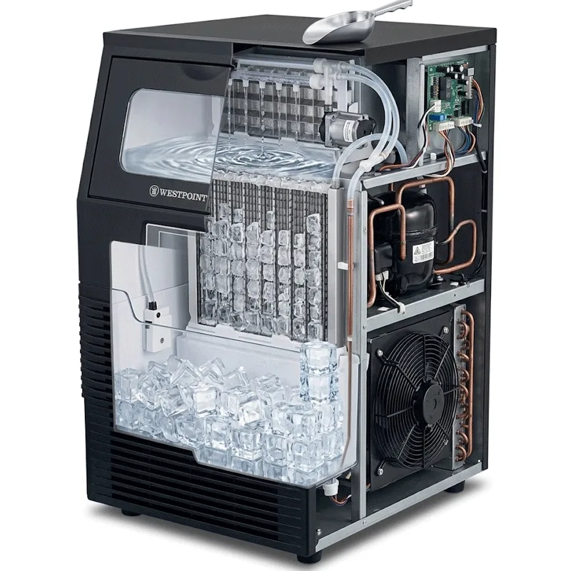 Westpoint Ice Maker Machine 30KG/24HRS with Fast Ice Production, Large Capacity & Portable Commercial Ice Cube Design WICH 3025.FI