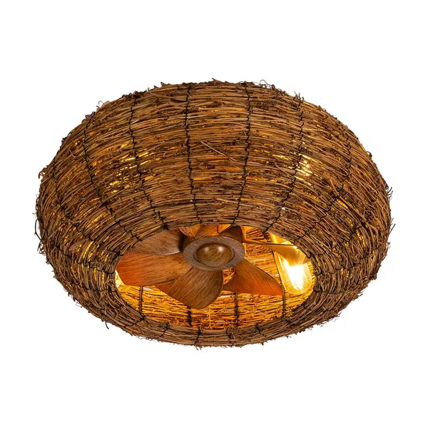 Tronic Woven Rattan Ceiling Fan Light - E27 Base, Natural Finish