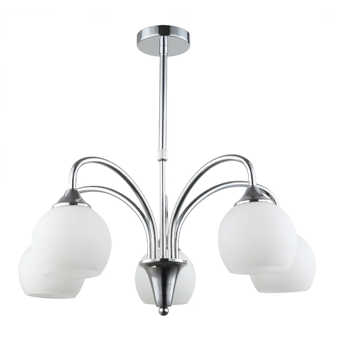 Tronic Silver & White 5-Light Pendant Lamp - Graceful Lighting for Modern Interiors