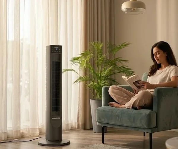Nikai Tower Fan 36 Inch 40W, 6-Speed, LED Touch Panel, LCD Display, 85� Oscillation, Copper Motor, Remote Control NTOF3601DW