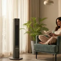 Nikai Tower Fan 36 Inch 40W, 6-Speed, LED Touch Panel, LCD Display, 85� Oscillation, Copper Motor, Remote Control NTOF3601DW