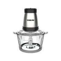 Nikai Chopper 2L Glass Bowl 300W NC494A Detachable Blade Built In Thermostat Stainless Steel Blades 2 Speeds With Safety Switch