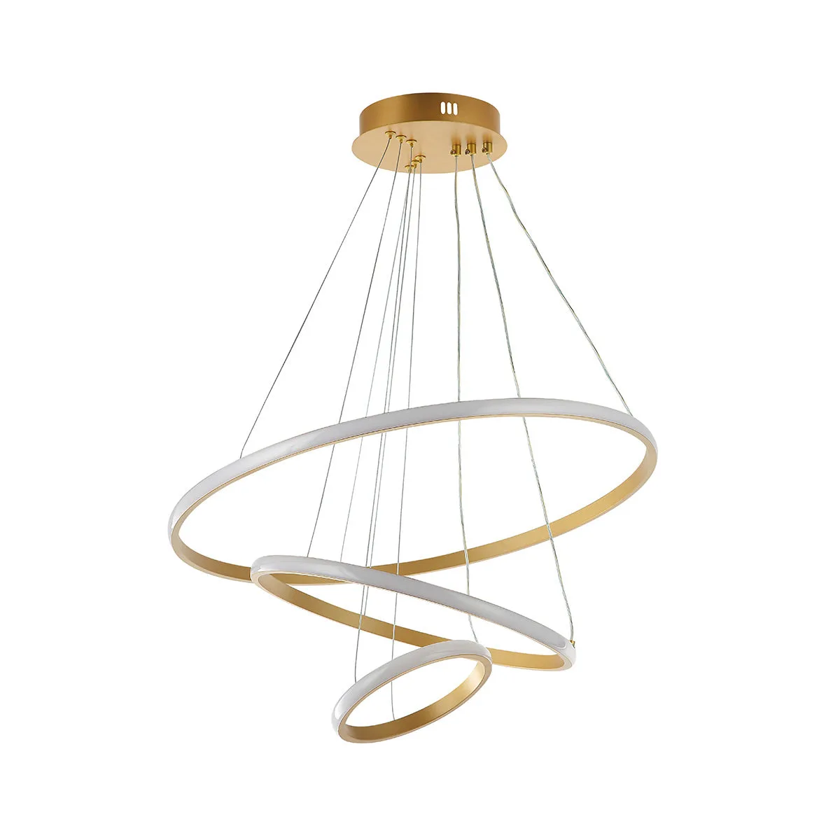 Tronic Modern LED Spiral Chandelier with Gold and White Rings 75 Watt