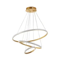 Tronic Modern LED Spiral Chandelier with Gold and White Rings 75 Watt