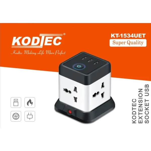 Kodtec Extension Socket 4-Way 3USB Ports KT-1534UET