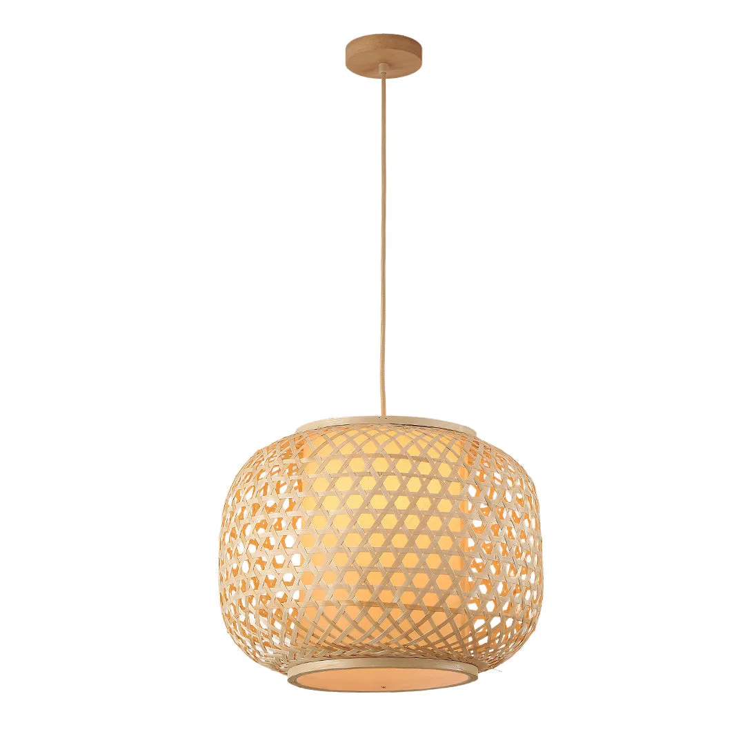 Tronic Bamboo Weave Pendant Lamp - Natural Wood Finish