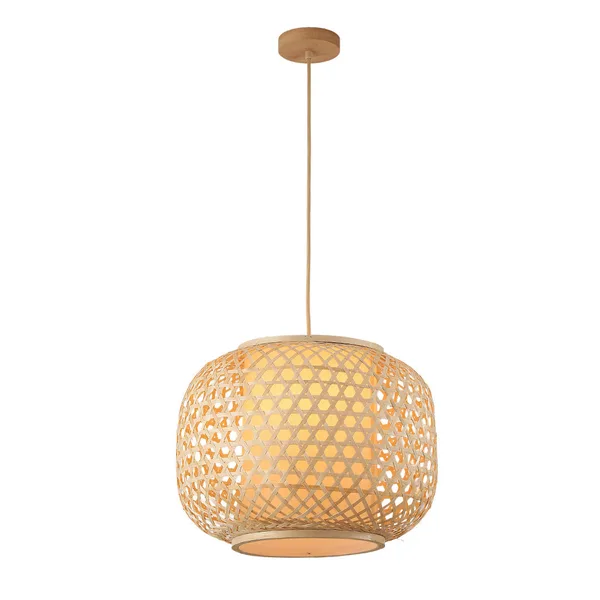 Tronic Bamboo Weave Pendant Lamp - Natural Wood Finish