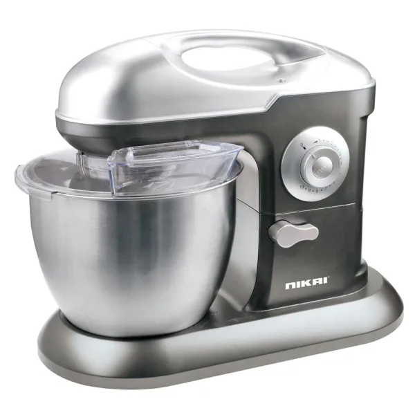 Nikai Kitchen Machine 6.5L Steel Bowl With Cover 1200W NSM650A Stainless Steel Bowl With Cover Metal Gear 3 Blades Whisk, Dough Hook & Beater 10 Speed With Pulse