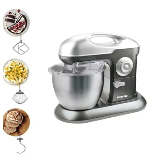 Nikai Kitchen Machine 6.5L Steel Bowl With Cover 1200W NSM650A Stainless Steel Bowl With Cover Metal Gear 3 Blades Whisk, Dough Hook & Beater 10 Speed With Pulse