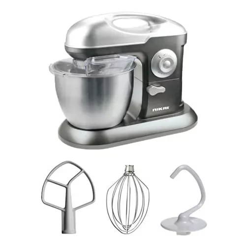 Nikai Kitchen Machine 6.5L Steel Bowl With Cover 1200W NSM650A Stainless Steel Bowl With Cover Metal Gear 3 Blades Whisk, Dough Hook & Beater 10 Speed With Pulse