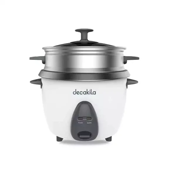 Decakila Rice Cooker 1.8l Keep Warm Function Nonstick Coated Pot 700w Keer034w 10 cups with spoon, measuring cup and aluminium steaming basket single side nonstick pot coating