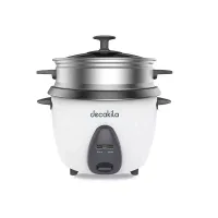 Decakila Rice Cooker 1.8l Keep Warm Function Nonstick Coated Pot 700w Keer034w 10 cups with spoon, measuring cup and aluminium steaming basket single side nonstick pot coating