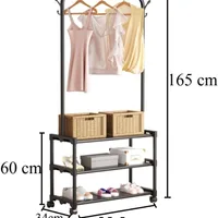 Standing Metal Coat Stand - Stylish Black Free-Standing Organizer for Coats, Jackets, Hats, and Umbrellas - Heavy Duty Durable Design - JHC2340L