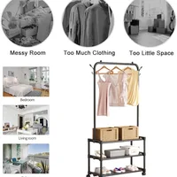 Standing Metal Coat Stand - Stylish Black Free-Standing Organizer for Coats, Jackets, Hats, and Umbrellas - Heavy Duty Durable Design - JHC2340L