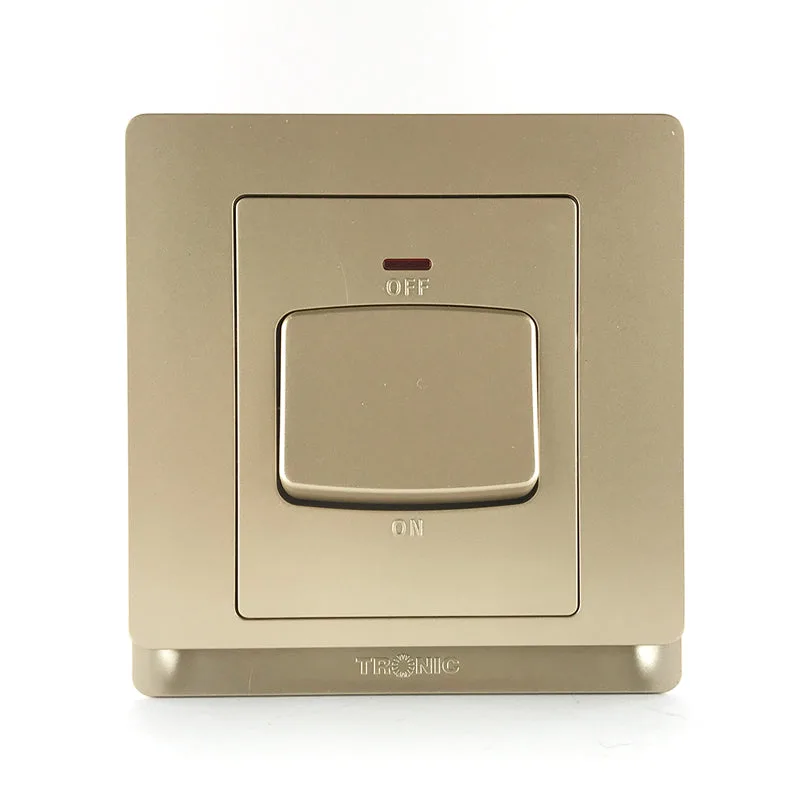 Tronic Gold 45A 1-Gang Double Pole Switch with Neon