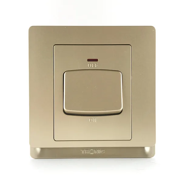 Tronic Gold 45A 1-Gang Double Pole Switch with Neon