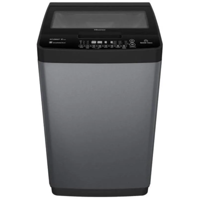 Hisense Washing Machine 8kg Fully Automatic, Top Load, Bubble Clean, Smart Fuzzy, Time Delay, Titanium Silver WTJA802T