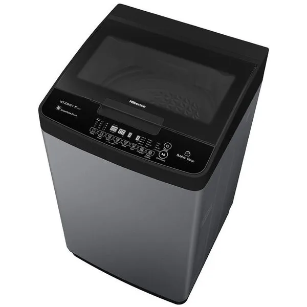 Hisense Washing Machine 8kg Fully Automatic, Top Load, Bubble Clean, Smart Fuzzy, Time Delay, Titanium Silver WTJA802T
