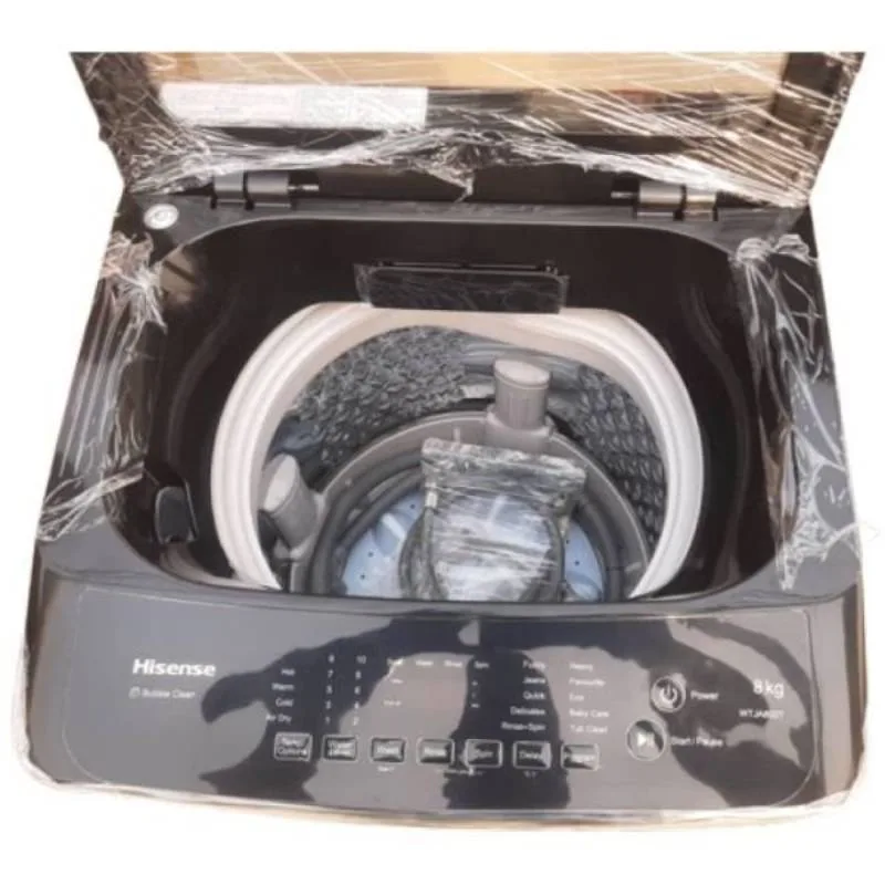 Hisense Washing Machine 8kg Fully Automatic, Top Load, Bubble Clean, Smart Fuzzy, Time Delay, Titanium Silver WTJA802T