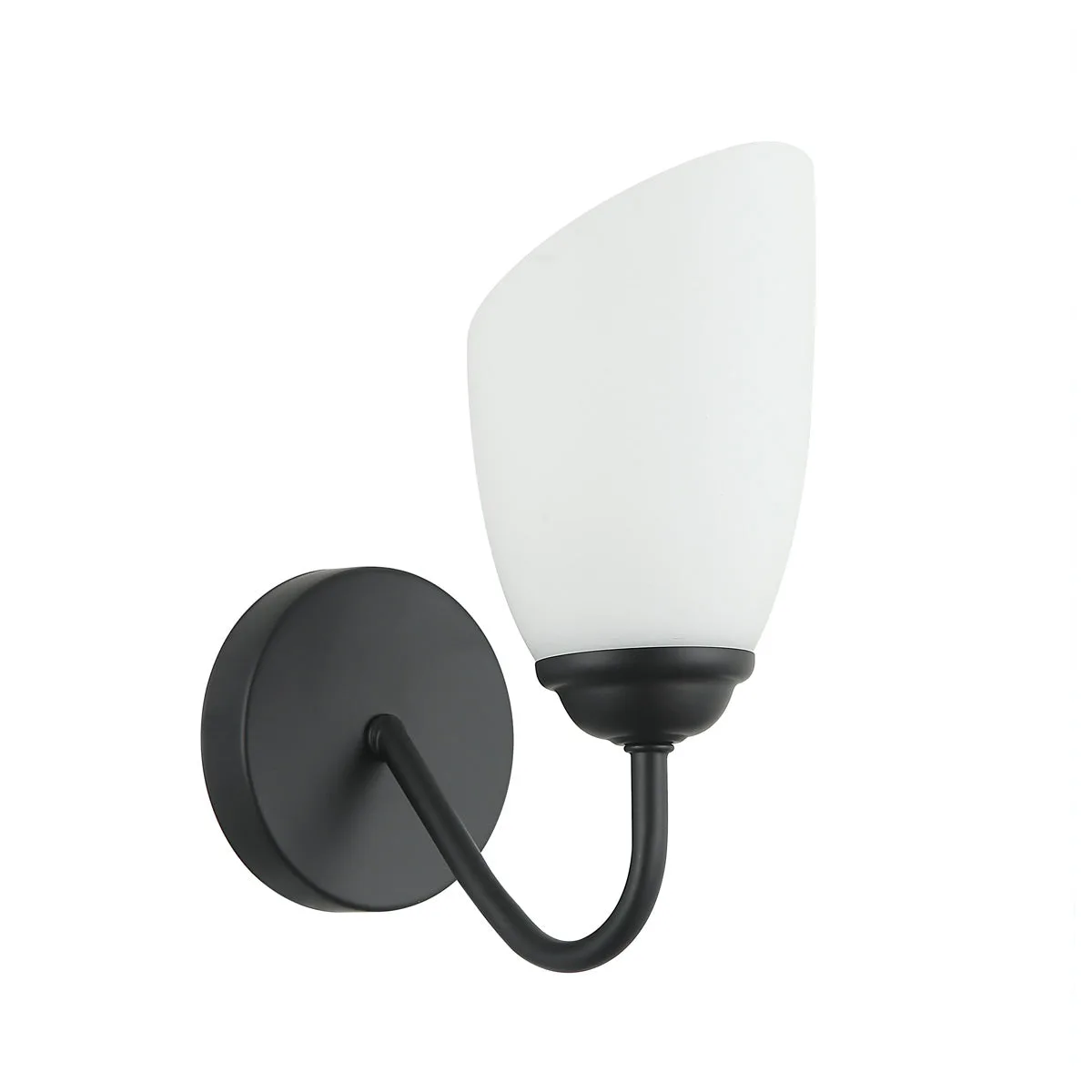 Tronic Modern Black Wall Light with Frosted Glass Tulip Shade