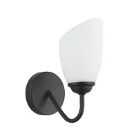 Tronic Modern Black Wall Light with Frosted Glass Tulip Shade
