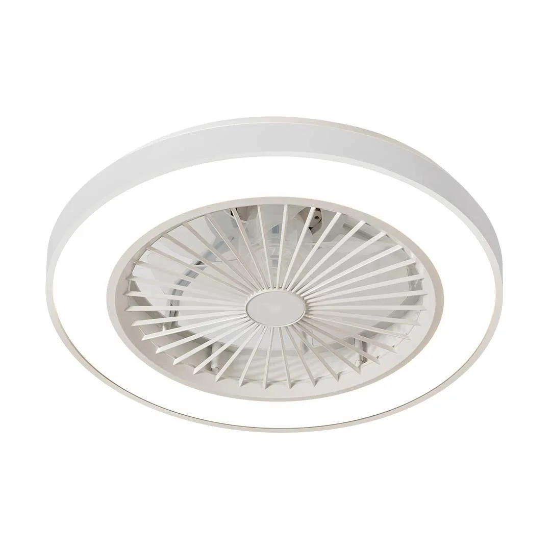 Tronic White LED Ceiling Fixture with Fan - 44W Light + 12W Fan, 48cm