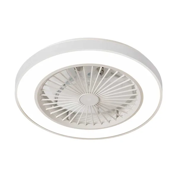 Tronic White LED Ceiling Fixture with Fan - 44W Light + 12W Fan, 48cm