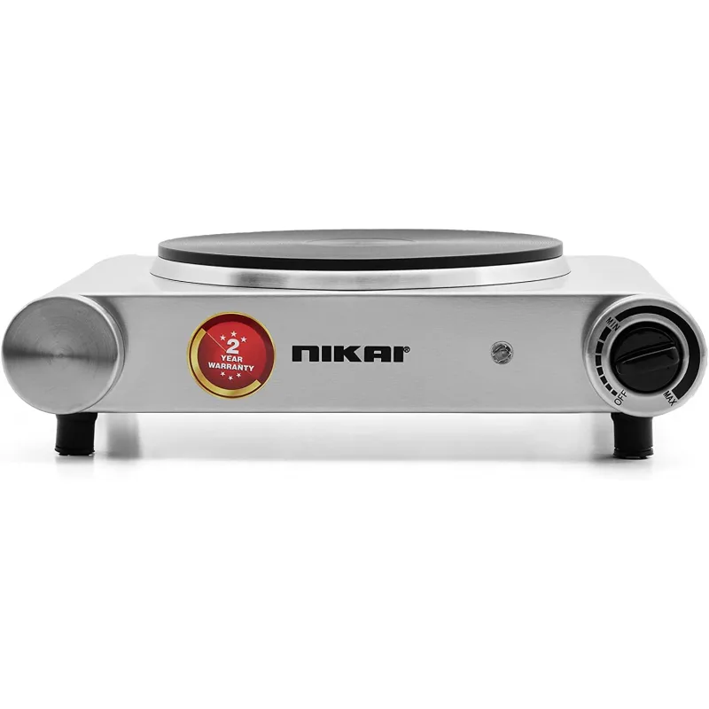 Nikai Hot Plate 188MM Single Steel Body 1500W NKTOE4N2 Overheat Protection System Power Indicator Light Adjustable Thermostat Control