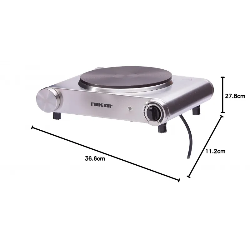 Nikai Hot Plate 188MM Single Steel Body 1500W NKTOE4N2 Overheat Protection System Power Indicator Light Adjustable Thermostat Control