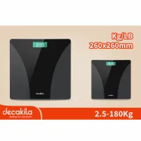 Decakila Bathroom Scale 180kg Capacity Tempered Glass Kmtt038w 260 x 260mm weight measuring with temperature display function and power display function