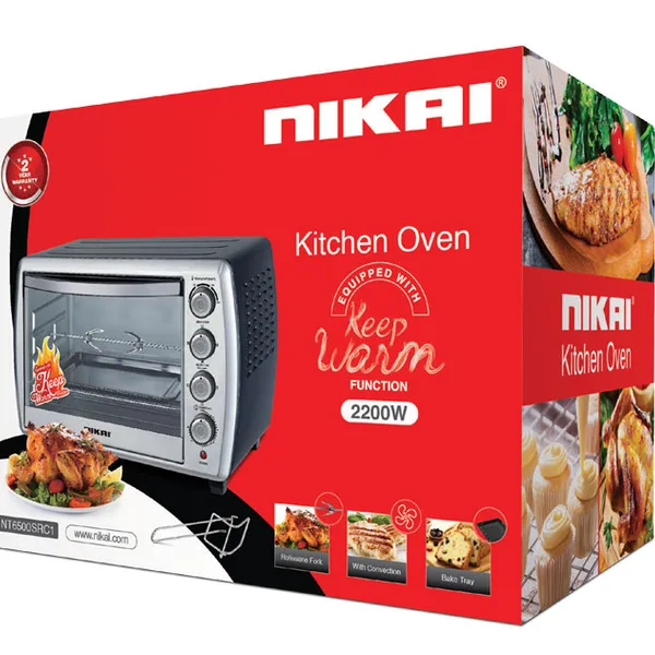 Nikai Oven Electric 65L With Rosting Function 2200W NT6500SRC1 60 Mins Timer Stainless Steel Heating Elements With Bell Ring Keep Warm Function Convection Function