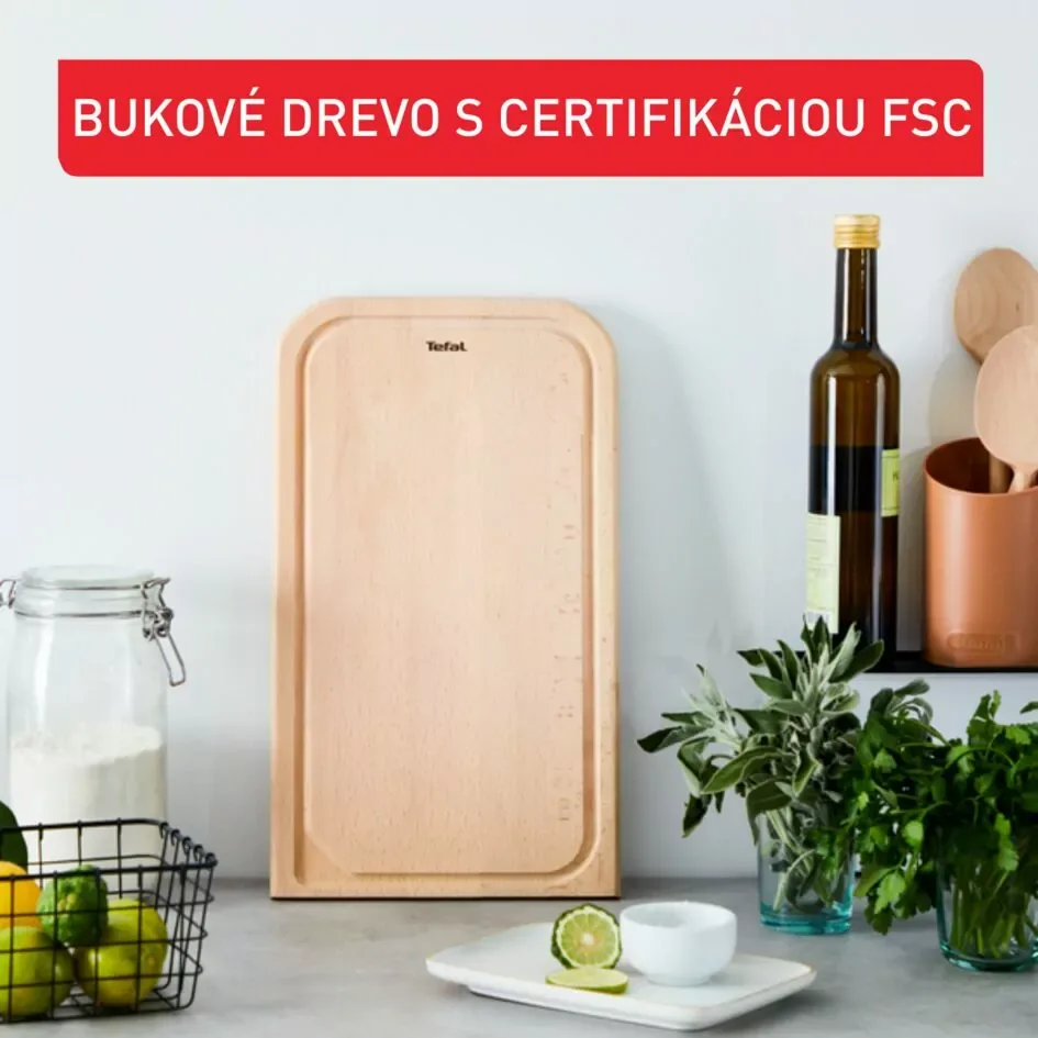 Tefal Comfort Cutting Board Wood Chopping Board 41 x 24 x 2 CM, FSC Certified , Medium, K2215504