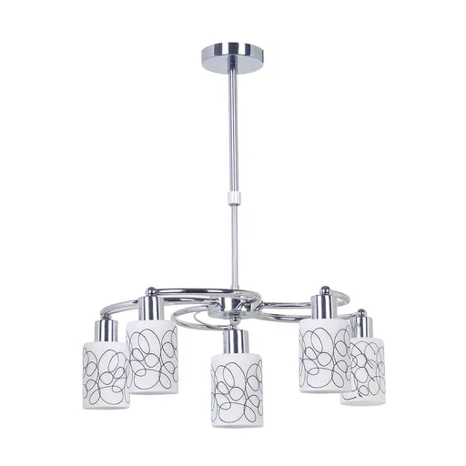 Tronic Silver 5-Light Decorative Pendant Lamp with Patterned Glass