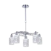 Tronic Silver 5-Light Decorative Pendant Lamp with Patterned Glass