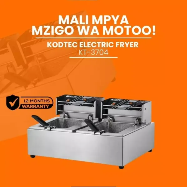Kodtec Double Fryer - Dual Tank Deep Fryer System, High Power Heating Performance, Large Capacity Oil Frying, Fast Heat Technology, Heavy Duty Kitchen Appliance for Efficient Cooking KT-3704