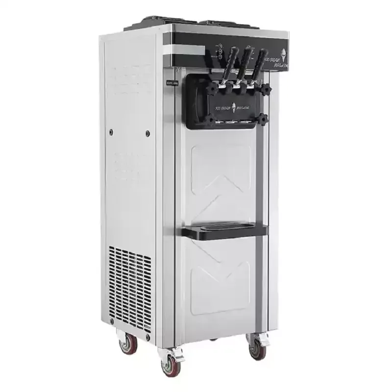 Commercial Electric Soft Ice Cream Machine, Dual Compressor 25-28L High-Capacity Maker, Professional 2000W 3-Flavor Soft Serve Dispenser GM626