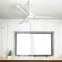Decakila Ceiling Fan 56" 3 Blades 70W Indoor Ceiling Fan Brushed Nickel with Brushed Nickel Steel Blades KEFC076W