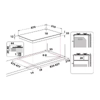 Ariston Gas Hob 87cm with 5 Gas Burners, Automatic Ignition, Mechanical Control PHN 961 TS/IX