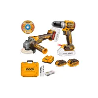 Ingco 2pcs Cordless Combo Kit Lithium-ion 20V with Agnel Grinder & Impact Drill CKLI20273