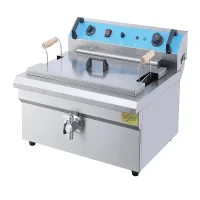 Commercial Electric Fryer 20L Countertop, 5kW Ultra-High Power Single Tank Deep Fryer with Drain Tap, Professional Stainless Steel Fryer WG-20L