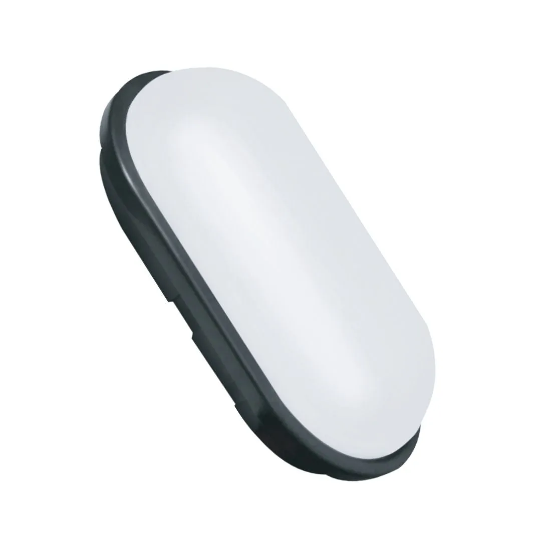 Tronic 15W IP54 Black Oval LED Ceiling Light - Surface Mounted Bulkhead Light