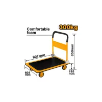Ingco Foldable Platform Hand Truck 300kgs with Steel Handle Comfortable Foam HPHT13002