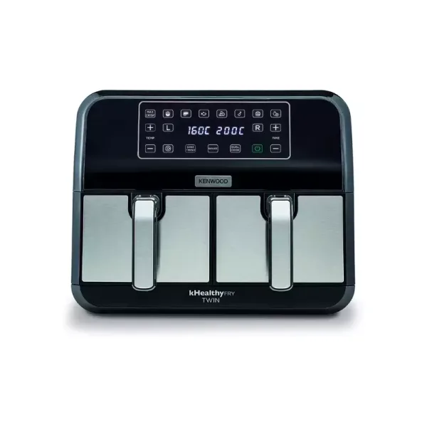 Kenwood Digital Twin Air Fryer 1.7KG+1.7KG 4L+4L XXXL Capacity with DualZone Technology & Dual Frying Baskets for Frying, Grilling, Broiling, Roasting, Baking, Toasting & Reheating HFM75.000MB